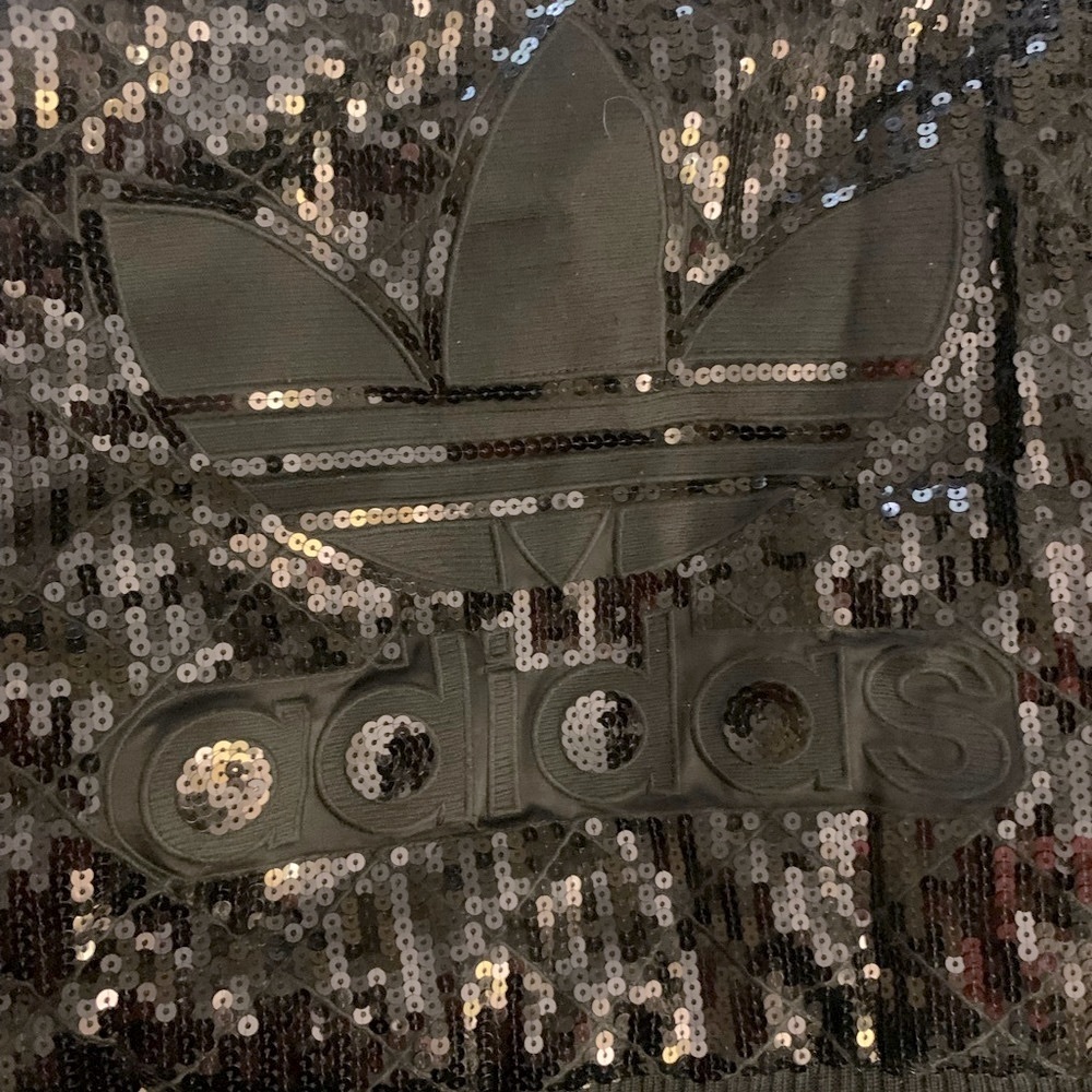 Adidas black, sequins never worn, smoke free home.
